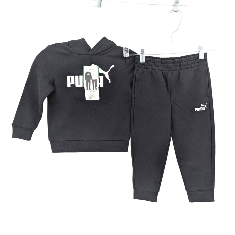 Puma black logo hoodie‎ jogger set youth XXS 3 4 athletic activewear